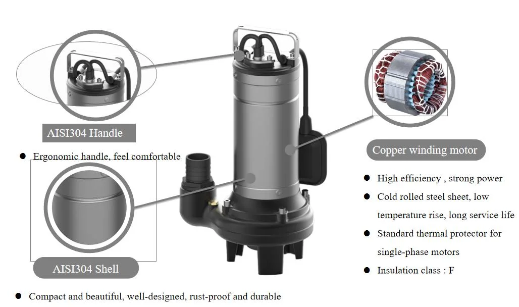 Gswm200c (A) Electric Drainage Submersible Water Pump with Cutting