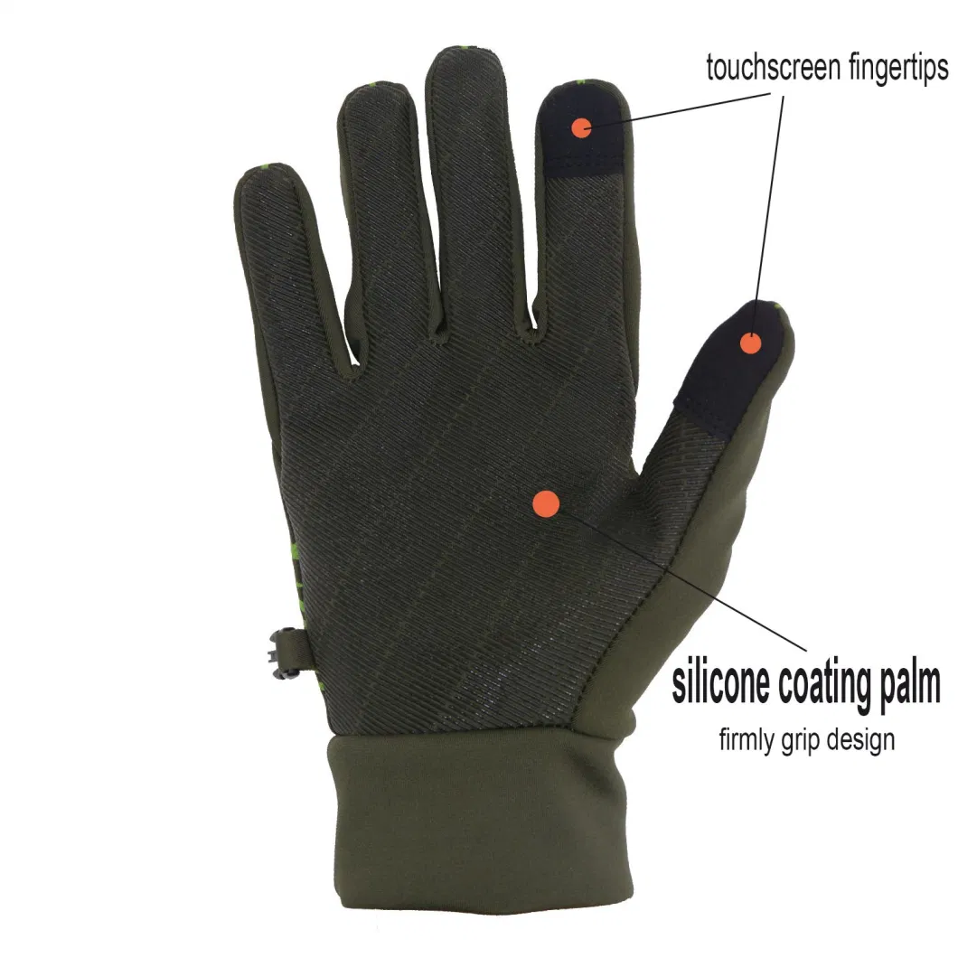 Prisafety Green Lightweight Silicone Coating Palm Cycling Gloves Touch Screen Outdoor Sport Gloves for Men Women